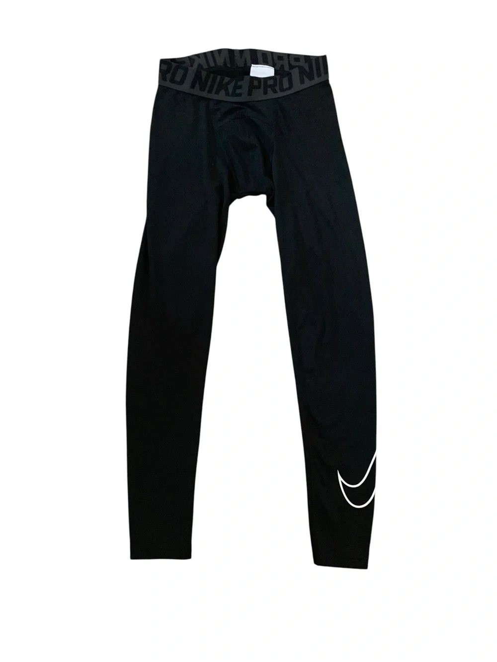 Nike Pro Compression Leggings Black White Swoosh Mens Size Large Dri-Fit Tights